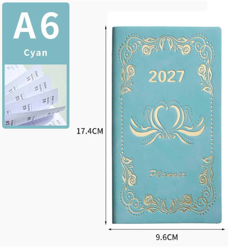 2027 Portable A6 Daily Planner 365 Day Time Schedule Management Calendar Diary Notebook for Office Travel Use