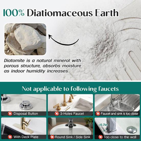 Коврик для смесителя Супер впитывающий каменный поддон для раковины Предотвращает накопление влаги Быстросохнущая подставка