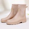 Fashion Designer Rain Boots Women's Waterproof Shoes Rainy Ladies Pink Fur Rubber Rainshoes Woman Galoshes Non-slip Pull-on Rain Boots