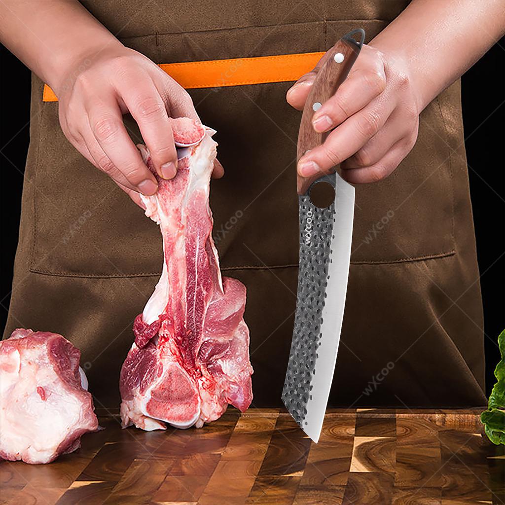 WXCOO Кованый набор ножей для разделки Высокоуглеродистая обкладная сталь Нож-секач для мяса, рыбы, фруктов Профессиональные ножи для мясника, кухонные ножи шеф-повара