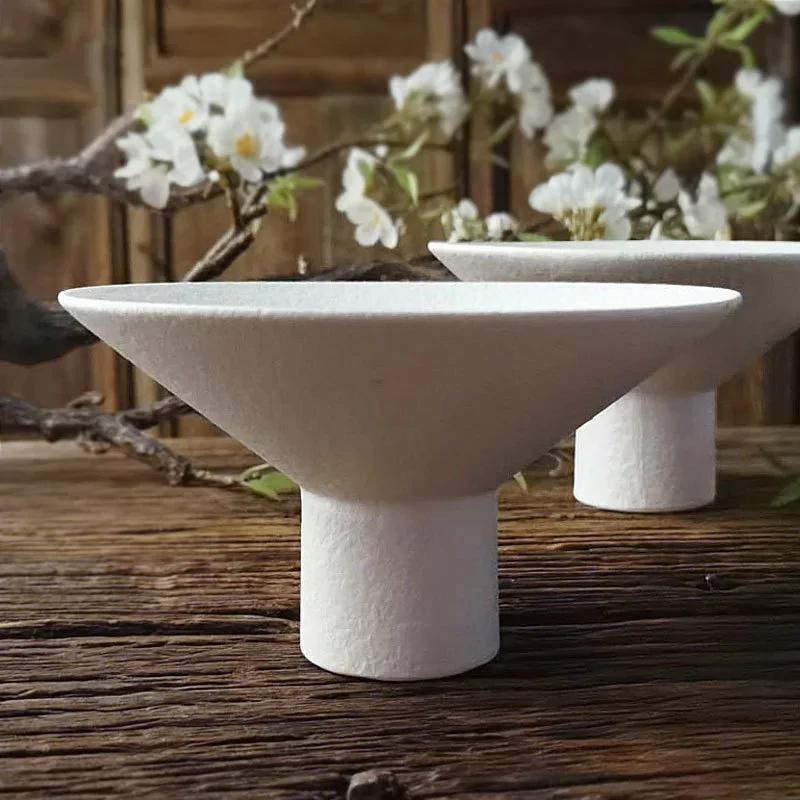 Ceramic Tableware Sushi Plate Dishes Pasta Bread Dessert Tray Dinner Plates Restaurant High Foot Stone Pattern Plate Salad Bowl