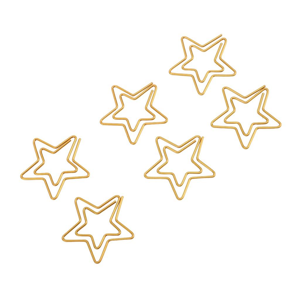 100PCS Gold Color Cute Paper Clips Star Shaped Metal Paper Clips Decorative Paper Clips  Home