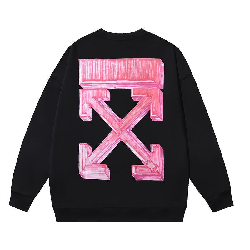 1236 Off-White 2026 Autumn and Winter New OW Three-dimensional Square Arrow Pattern Men's and Women's Round Neck Hoodie