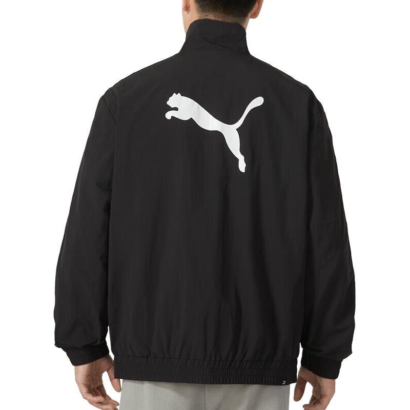 Puma Однотонная куртка с логотипом и принтом букв на молнии, воротником-стойкой, унисекс, черная 536771-01