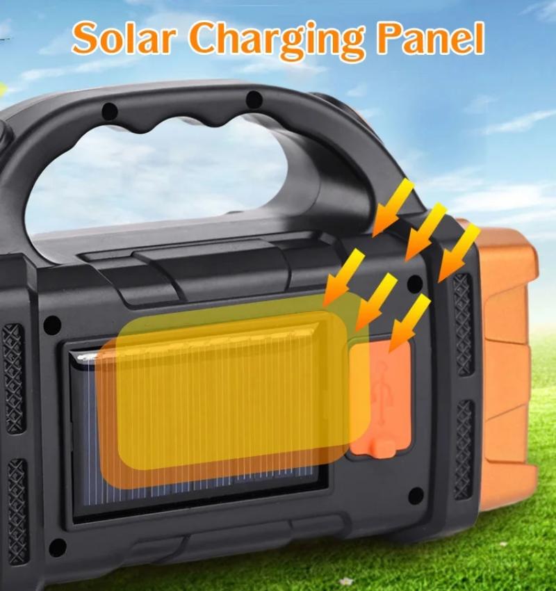 8-core 3-light Vajra Searchlight COB Solar Outdoor Emergency Light Portable USB Rechargeable Camping Lighting Flashlight