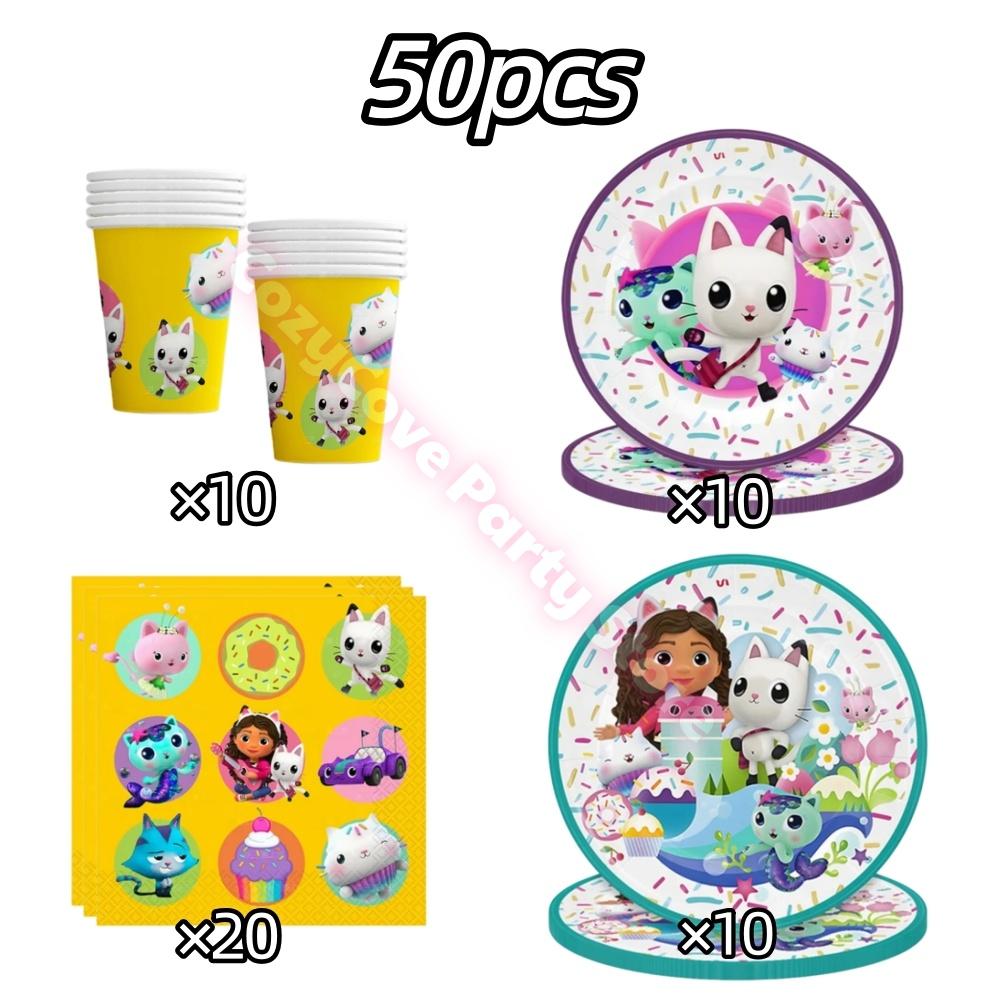 Gabby Dollhouse Birthday Party Decoration Gabby Plates Cups Napkins Cake Topper Balloons For Kids Party Favors Gifts Photo Booth