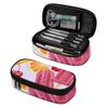 Pencil Pouch Printed Durable Polyester Fabric Smooth Zipper with Mesh Pocket Removable Divider and Pen Slots for Students