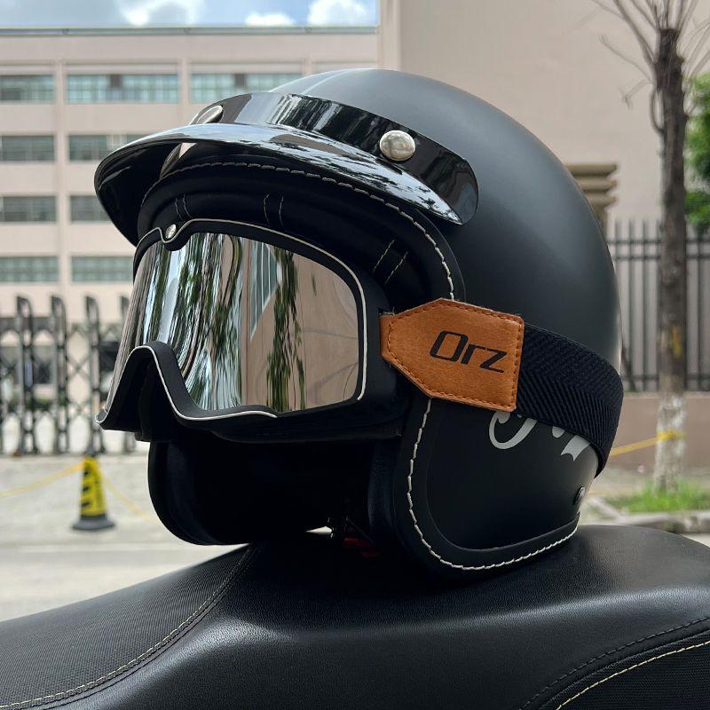 Retro Motorcycle Helmet Men's and Women's Electric Vehicle Scooter 3/4 Half Helmet