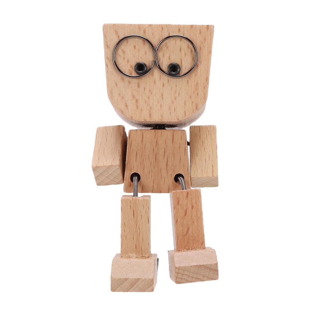 Трясущийся Деревянный Человек Магнитный Забавные Выражения Лица Трясущаяся Деревянная Кукла Фигурка для Стола Полки