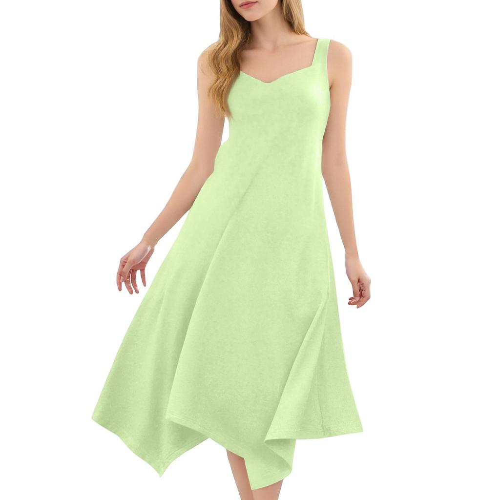 Женское повседневное модное платье миди без рукавов с круглым вырезом и нерегулярным подолом