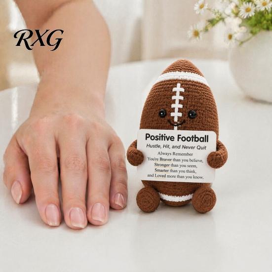 Pocket Sized Inspirational Gift for Athletes Knitted Positive Sports Ball Plush, Emotional Support Doll with Personalized Keepsake Softball