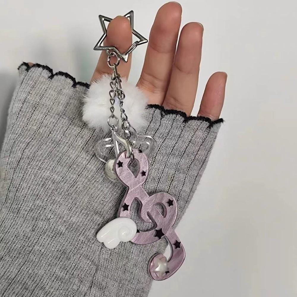 Harajuku Pendant Necklace Acrylic Bag Charms Sweet Musical Notes Keychain Bag Decoration