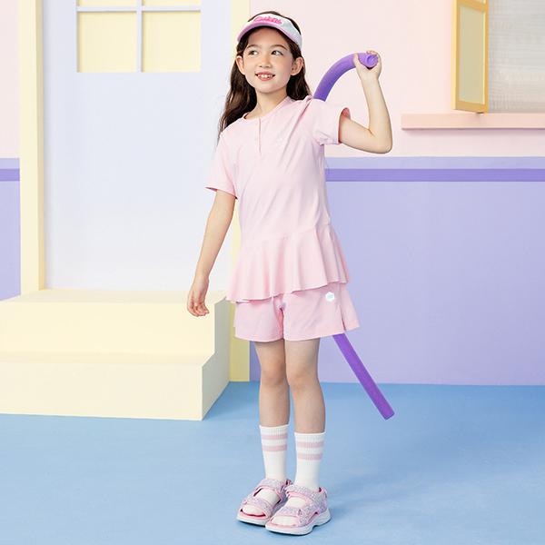 Skechers Блестящие Милые Повседневные Универсальные Удобные Уличные Сандалии на Липучке Детские Детские сандалии Светло-Розовые 302965L-LTPK