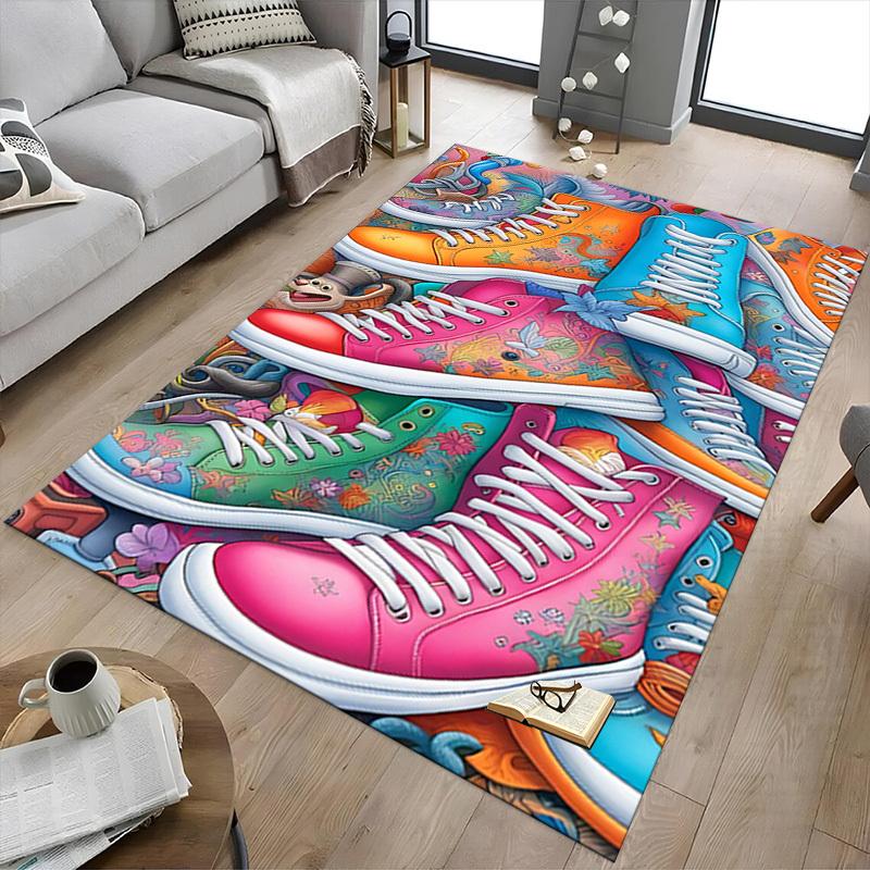 1PC floral pattern sneakers Extra Large Non Slip Floor carpet, Office, family, Studio Large Area Rug Indoor Rugs, Bold Statement Piece