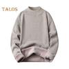 Мужской свитер осень-зима, толстый плюшевый с подкладкой и полувысоким воротником, однотонный, эластичный, свободный, сохраняющий тепло, для работы, школы, свитер
