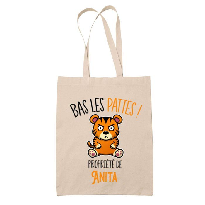 Tote bag - PLANETEE - Anita Bas les pattes Tigre - Coton - Motif Tigre - Imprimé en France