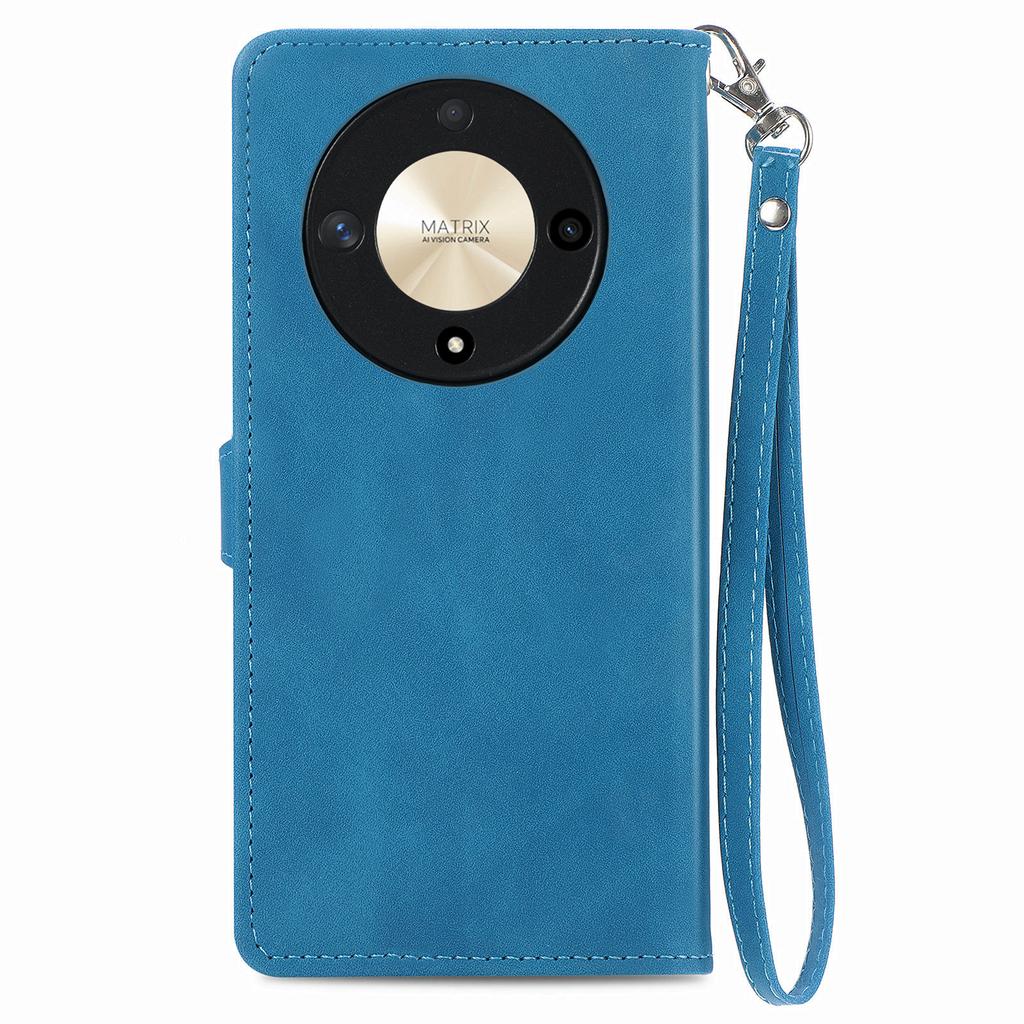 Чехол-кошелек на молнии для Honor X9b 5G/Magic6 Lite 5G с ремешком, чехол для телефона из ПУ кожи с цветочным тиснением