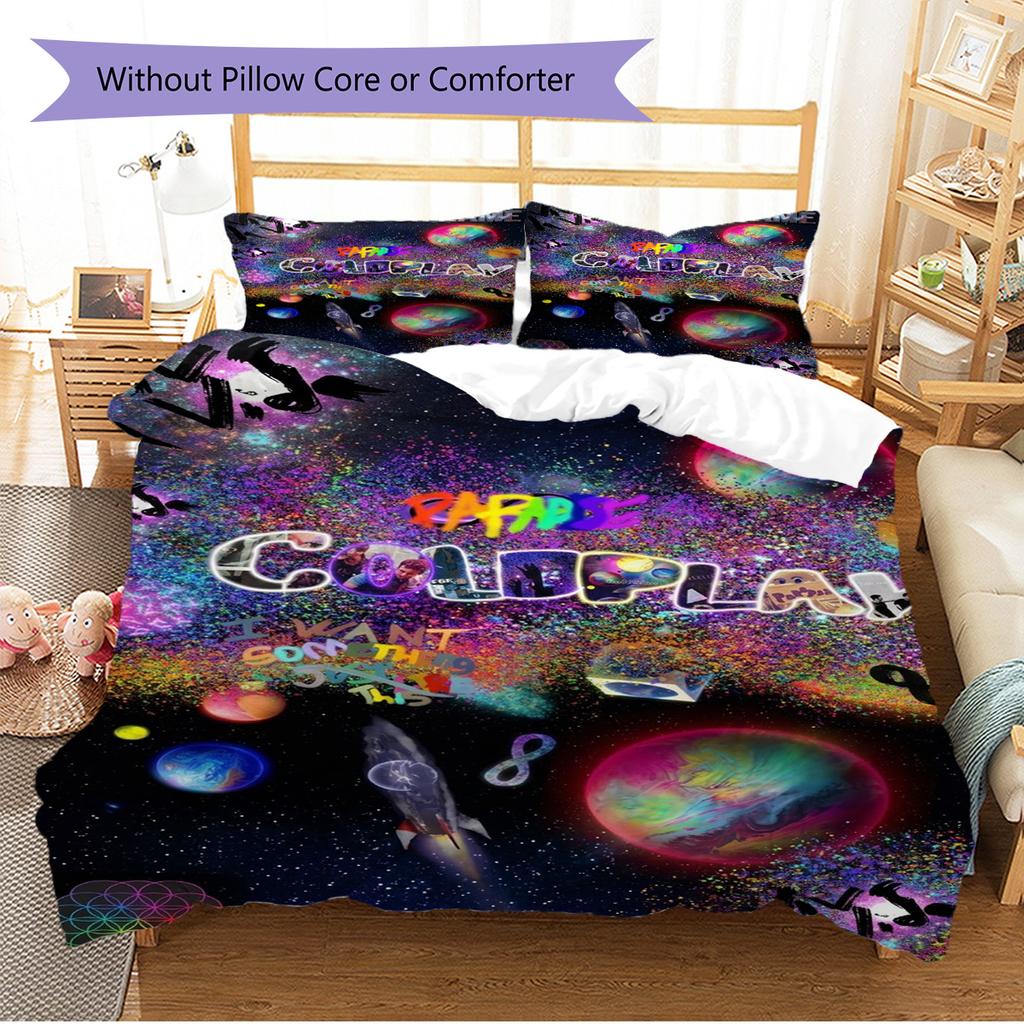 Name Custom Coldplay Band Pattern Bedding Set Quilt Cover Pillowcase Home Decor Gift (1 * duvet cover + 2 * pillowcase, without core)