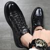 Новые стильные кожаные мужские низкие кроссовки с тиснением, мужская черная мужская обувь, лоферы, модная модная обувь