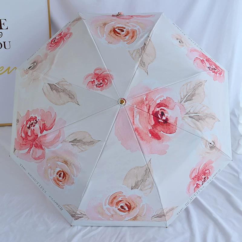Double-Layer Flower Sun Umbrella Sun Protection UV Protection Women's Dual-Use Black Glue Sun Umbrella 2024 Umbrella