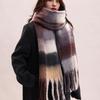 Mohair Plaid Wool Scarf Plush Long Shawl Fashion Winter Cashmere Scarves  Autumn Winter