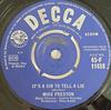 7inch Record MIKE PRESTON - It's A Sin To Tell A Lie 45F11498 Decca 1962 UK Pop Used