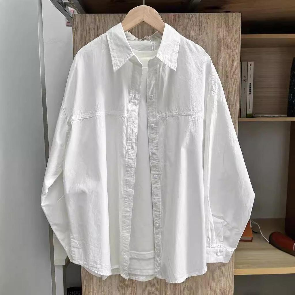 Женская рубашка Dopamine из 100% хлопка, однотонная, с длинными рукавами, универсальная верхняя одежда на осень и весну, свободный крой