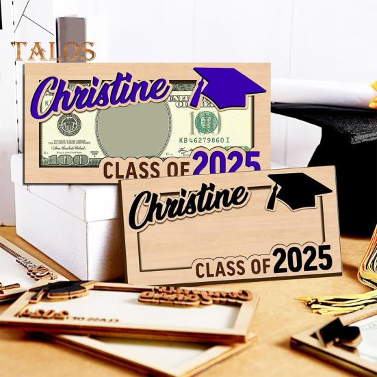 Подарок на выпускной, держатель для денег из дерева, выпускной 2025 года, подарочный держатель для денег, памятный подарок для выпускников средней школы, колледжа, университета