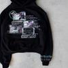 Dark Print Hoodie Long Sleeve Pullover Streetwear Y2K Top Women