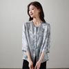New Chinese style round neck seven quarter sleeved shirt for women in 2026 Spring and Autumn commuting versatile women's shirt