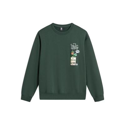 Li Ning Badfive Letter Round Neck Loose Sweatshirt Unisex Sweatshirt Dark-Green AWDTE05-2