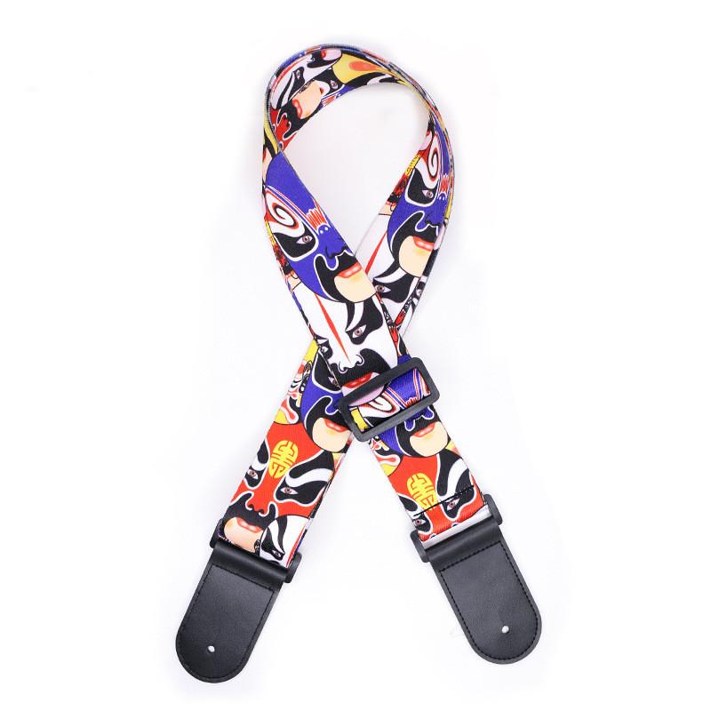 Регулируемый кожаный и тканевый гитарный ремень в этническом стиле с различными узорами для акустических и бас-гитар