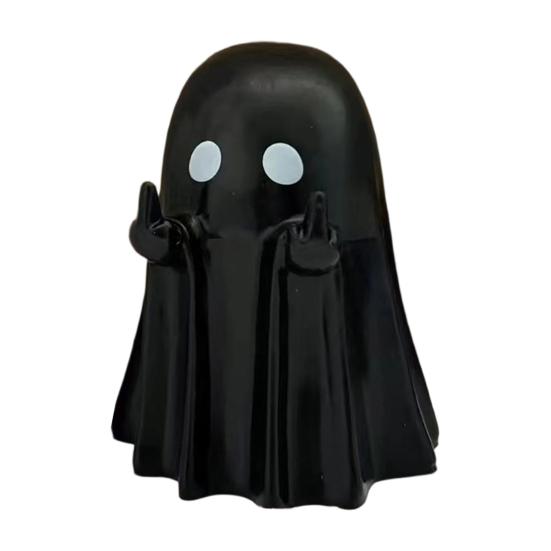 Halloween Office Stationery Organizer Middle Finger Ghost Figurine Pen Holder, Spooky Gesture Resin Desk Decor for Coworkers Stand, Cute Ornaments,