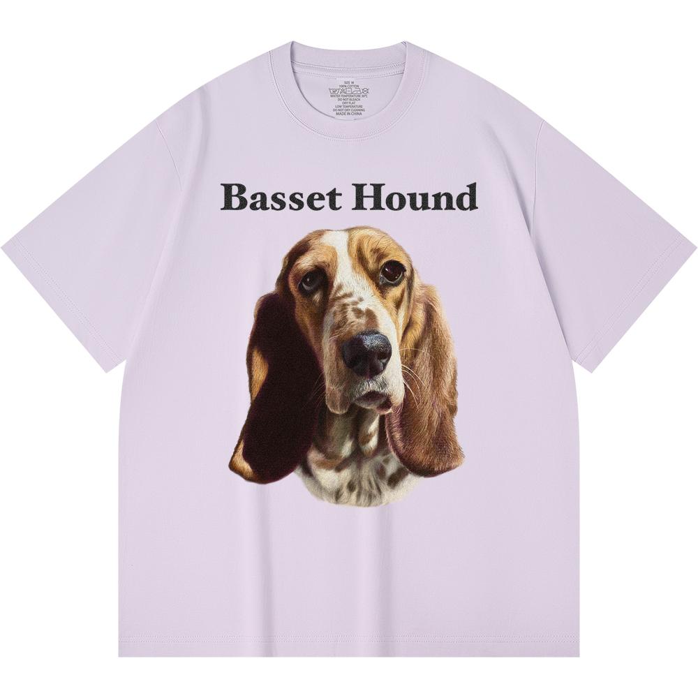 Футболка из 100% хлопка плотностью 230 г/м2 с принтом бассет-хаунда, забавная футболка из чесаного хлопка в стиле Харадзюку