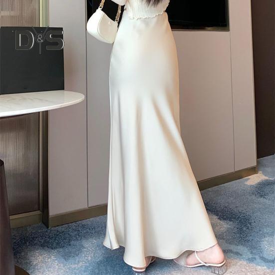 Женская юбка-рыбий хвост с высокой талией и запахом на бедрах, длинная юбка А-силуэта, однотонная, удобная, подчеркивающая фигуру юбка