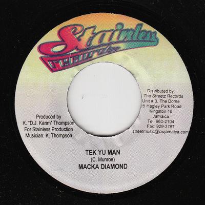 7-дюймовая пластинка MACKA DIAMOND / STEPHEN 'SUPAHYPE' - Tek Yu Man / Stay Up NONE Нержавеющая пластинка Ямайский Регги, Ска и Даб Б/У