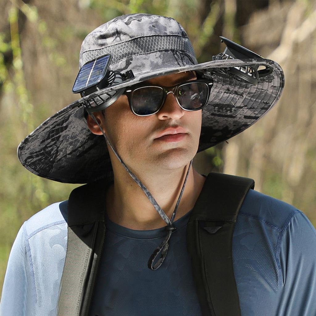 Солнечная шляпа с широким краем для рыбалки на открытом воздухе - солнечная и USB-зарядка, солнцезащитная шляпа от солнца с вентилятором, солнечная шляпа с вентилятором для летнего кемпинга на открытом воздухе, пляжа