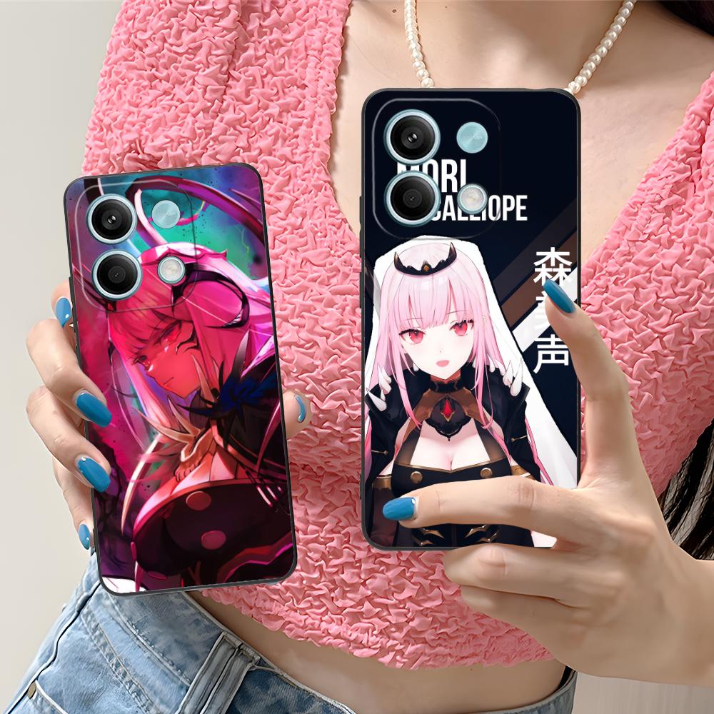 Holo Mori Calliope Matte TPU Mobile Phone Case for Xiaomi Redmi Note 14 13 12 11 S Pro Plus 4G 5G Colorful Printing Cover