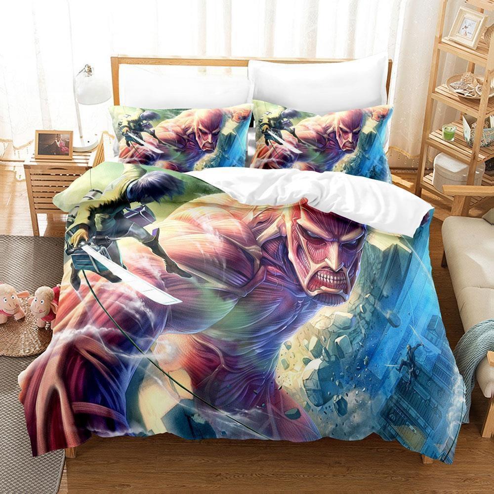 New Attack On Titan Bedding Set Single Twin Full Queen King Size Bed Set Adult Kid Bedroom Duvet Cover Sets Anime Bed Sheet Set