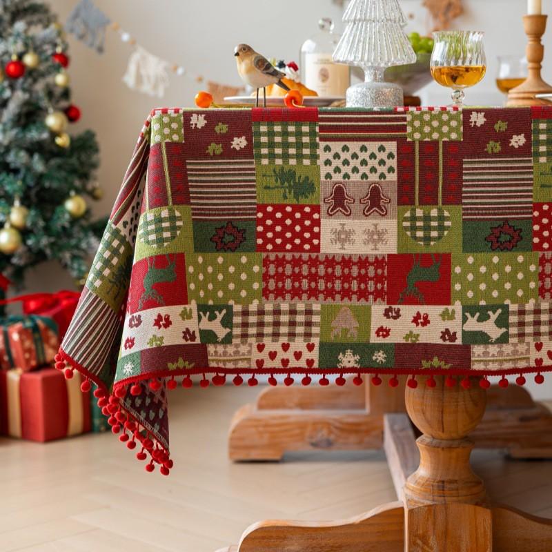 Vintage American Tablecloth Waterproof Oilproof Christmas Party Table Cover Premium Fabric
