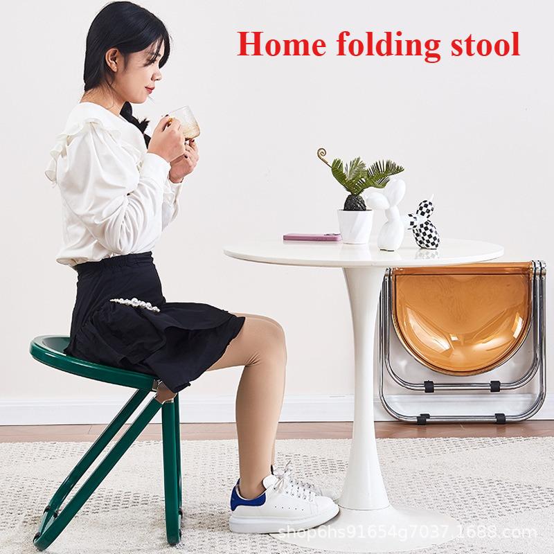 New Folding Chair Instagram Internet Celebrity Leisure Office Dining Chair Acrylic Makeup Stool Coffee Shop Metal Folding Chair
