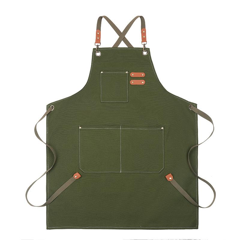 Canvas Kitchen Aprons Multi-pocket Barista Apron New Chef Work Apron  Kitchen