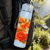 1PC Orange Red Mixed Peony Floral Print 750ml Color Plastic Sports Water Bottle Leakproof Flip Straw Lid Suitable for Sports Office Home Use