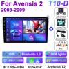 2 Din Android 12 автомобильный радиоприемник для Toyota Avensis T250 2 II 2003 - 2009 мультимедийный видеоплеер GPS 4G Carplay авто стерео DVD QLED
