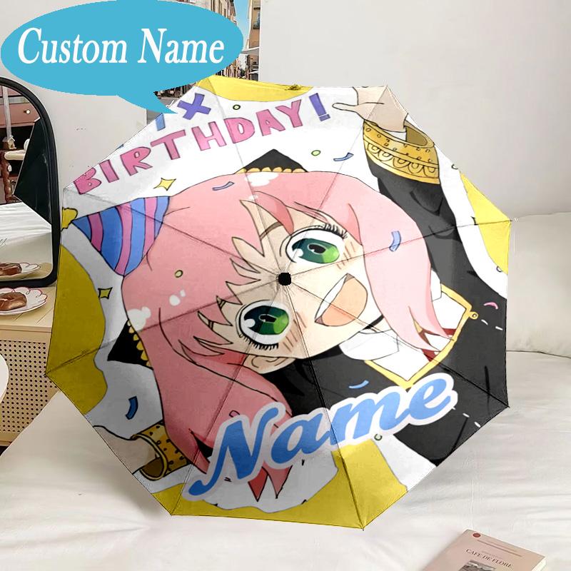Custom Name Umbrella Happy Birthday SPY Umbrella 8-Frame for Travel, Camping, Casual Lightweight Portable, Essential for Family Gifts