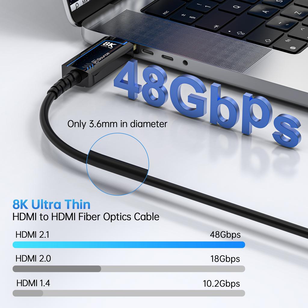 Оптический HDMI 2.1 кабель 48 Гбит/с, поддержка 8K@60Hz 4K@120Hz HDR eARC HDCP, высокоскоростной HDMI-шнур для PS5, HD-телевизора, Blu-ray, компьютера