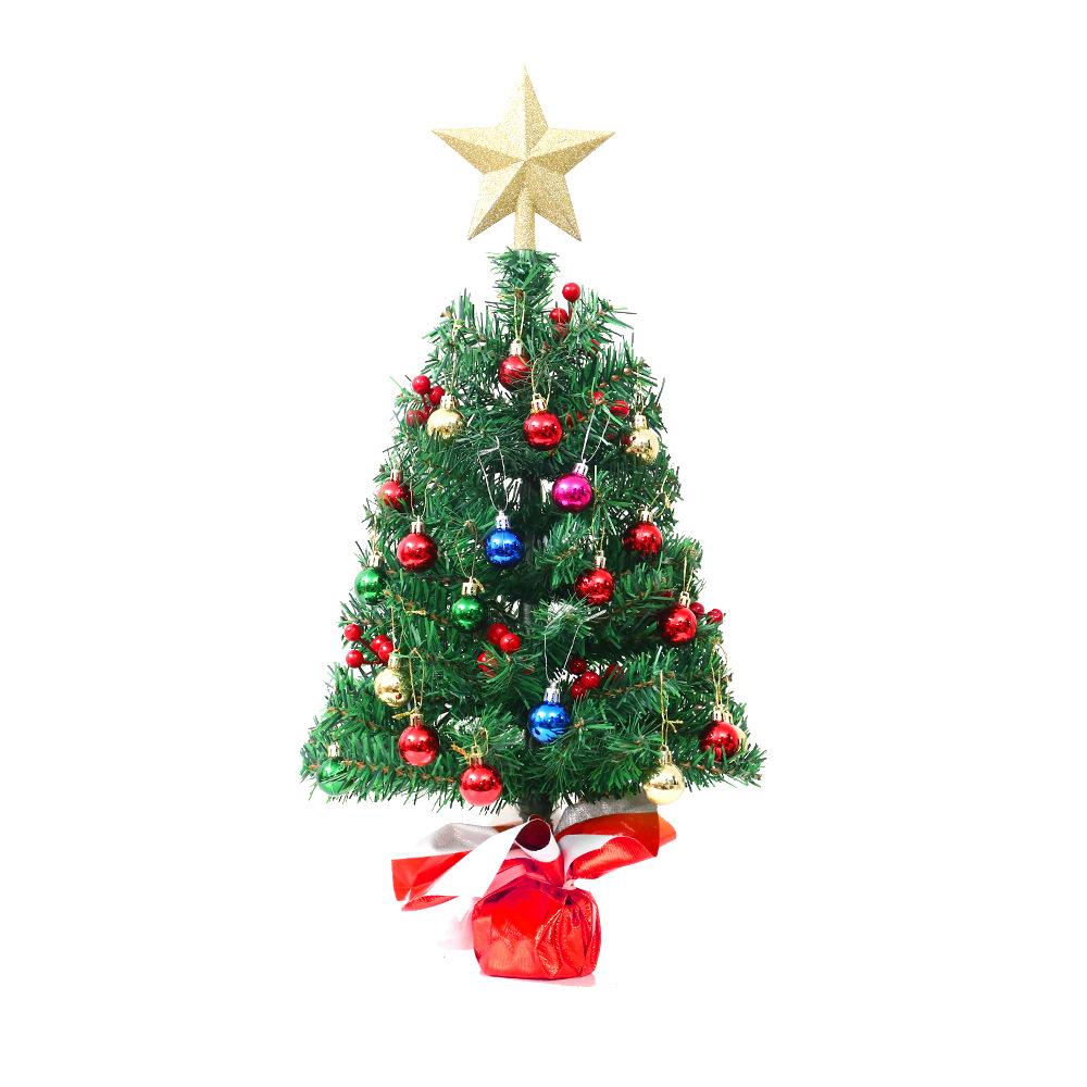 New Mini Christmas Desktop Home Decoration 60cm Red Cloth Christmas Tree Package Tree Ornaments with Warm/Colorful LED Light Up