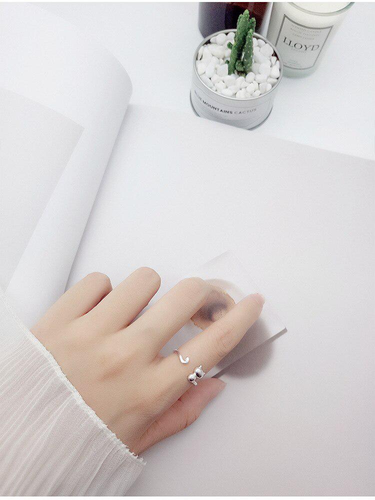 Lindon Cat Rings Adjustable Open Silvering Ring Never Fade Fine Jewelry For Women Girl Party Birthday Gifts