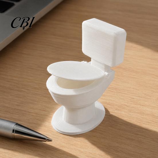Unique Home Decoration 3D Printed Toilet Figurine, Miniature Ornament, Mini Seat Mechanical Balance Ornament Dollhouse Furniture, Bathroom Models for