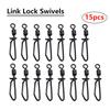 15PCS Carp Fishing Accessories Link Lock Swivels Carp Fishing Swivel Rings 360° Rotation‘s Carp Fishing Casters Swivels For Carp